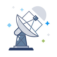 Stylized Satellite Dish Illustration, broadcasting and communicating with the cosmos beautifully