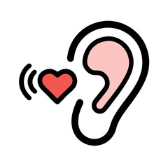 Listening to love, an ear hearing a heartbeat full of romance