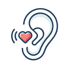 Ear with Heart Symbolizing Love for Music, Sound or Hearing Aid