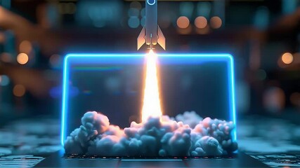 digital illustration of a rocket launch footage - Powered by Adobe