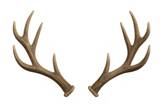 Realistic detailed deer antlers isolated on transparent background