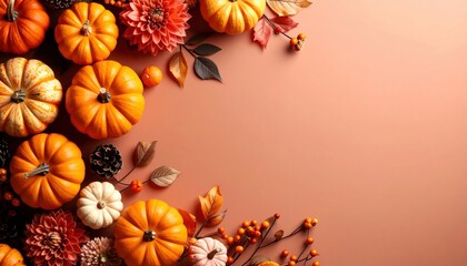 Harvest celebration with pumpkins and autumn leaves cozy indoor setting vibrant floral arrangement warm color palette creative composition