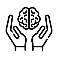 Hands cradling brain represent mental health, creativity, and neurological health
