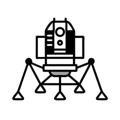Illustration of a Lunar Lander with Distinctive Black and White Outlines © MdGolamRabby