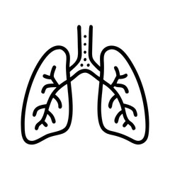 Simple line drawing of lungs and trachea for medical illustration purposes