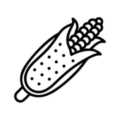 Stylized corn on the cob drawing with detailed kernels and husk design