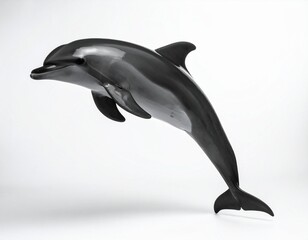 Obraz premium Dolphin's Graceful Leap: A sleek dolphin leaps through the water, showcasing its graceful form and vibrant, oceanic essence. Capture the animal's natural beauty.