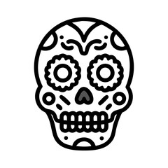 Stylized Calavera Sugar Skull Illustration for Day of the Dead Celebration