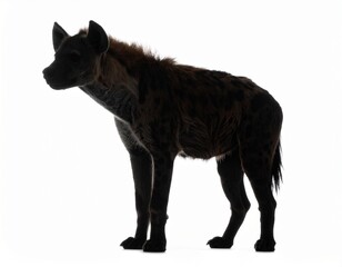 Hyena's Contemplation: A solitary hyena is caught in silhouette against a bright backdrop, its form a study of the natural world.