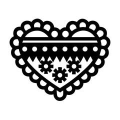 Black and White Decorative Heart with Gears and Scalloped Edges