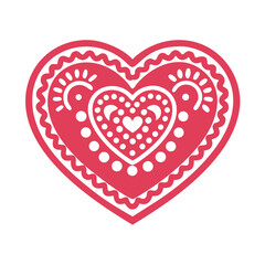 A decorative pink heart with beautiful concentric designs for Valentine's Day