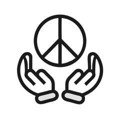 Peace symbol supported by hands representing hope and global unity promotion