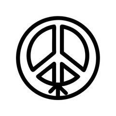 Simple black and white peace symbol on a clean white background