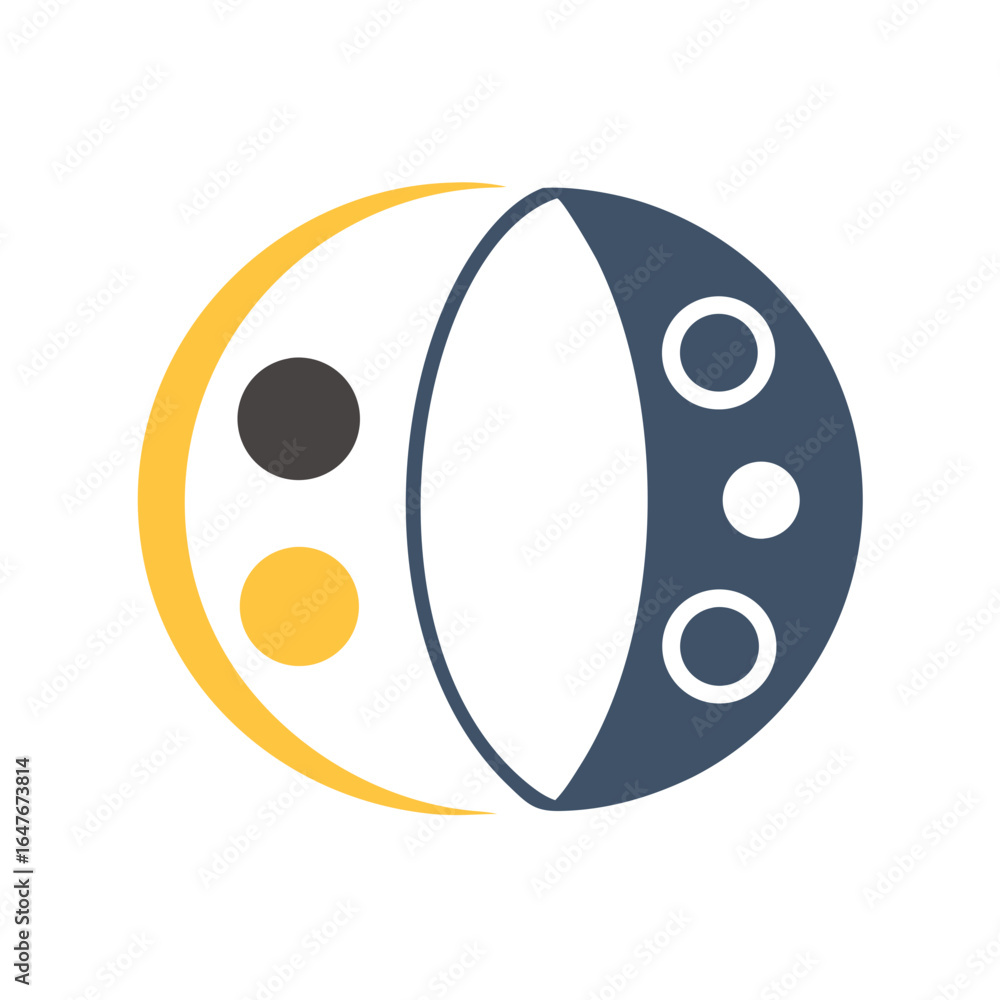 Poster abstract circle with yellow and blue design elements representing duality