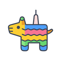 Colorful donkey piñata for a festive celebration on a bright background