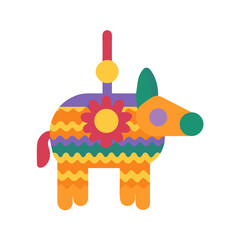 Geometric Style Piñata Depicting a Donkey or Horse with Bright Festive Colors
