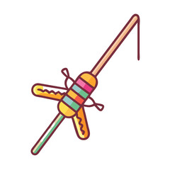 A Colorful Vector Illustration of a Traditional Fishing Toy with Decorations