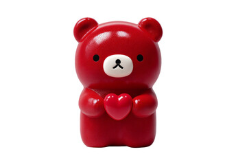 Cute Teddy Bear Holding Heart on Transparent Background for Icons