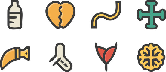 Minimalist flat design icons. Colorful vector illustrations for branding. Modern abstract symbol collection.