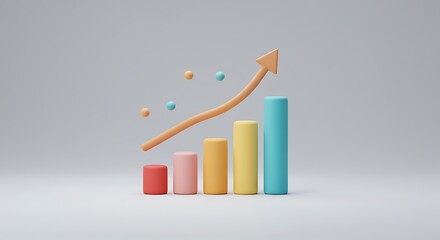 Ascending column graph shows growth