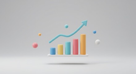 Rising bar chart growth arrow