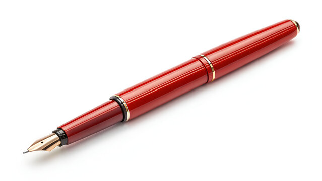 Red fine-tip pen isolated on white background for precise and vibrant writing or drawing work
