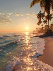 beautiful beach view with sunset