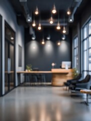 blurred modern and cozy service room with private consultation area for customers and office background