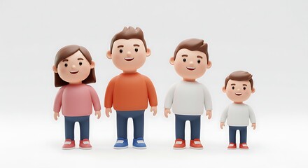 Fototapeta premium Stylized cartoon family 3 d rendering