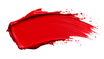Vibrant red paint stroke texture artistic brushstroke design element graphic resource illustration isolated on transparent background