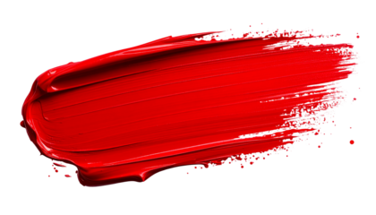Vibrant red paint stroke texture artistic brushstroke design element graphic resource illustration isolated on transparent background