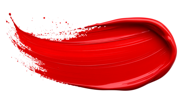Vibrant red paint stroke texture artistic brushstroke design element graphic resource illustration isolated on transparent background