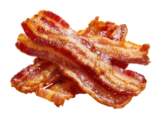 Sizzling bacon cooking technique kitchen food home isolated on transparent background