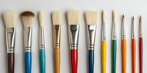 Fototapeta premium Artist brush set isolated on white background for versatile and creative painting projects