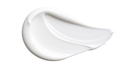 A swatch of white cosmetic cream with a smooth and milky texture isolated on a transparent background png