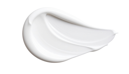 A swatch of white cosmetic cream with a smooth and milky texture isolated on a transparent background png