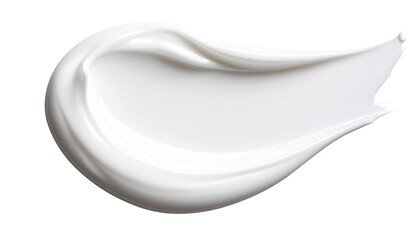 A swatch of white cosmetic cream with a smooth and milky texture isolated on a transparent background png