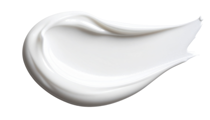 A swatch of white cosmetic cream with a smooth and milky texture isolated on a transparent background png