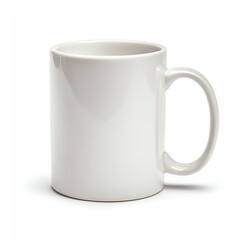 A plain white coffee mug ready for branding.