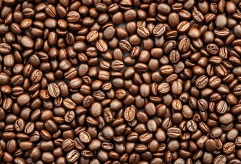 Fototapeta premium Rich, dark roasted coffee beans fill the frame, mocha, organic