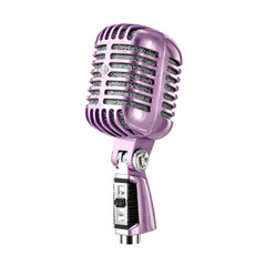 Fototapeta premium A classic retro style purple microphone, a vintage audio equipment used for singing and performance, isolated on transparent background