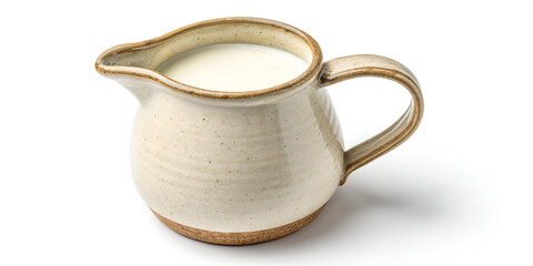 Ceramic milk jug isolated on white background for classic and elegant tableware style