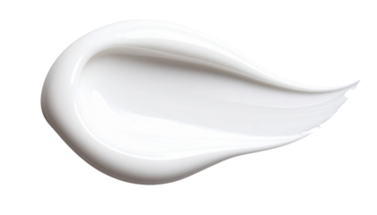 A swatch of white cosmetic cream with a smooth and milky texture isolated on a transparent background png