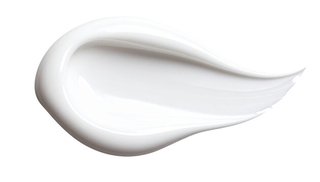 A swatch of white cosmetic cream with a smooth and milky texture isolated on a transparent background png