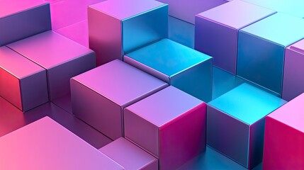 Modular 3D abstract geometric stage with gradient lighting and smart grid zone, for digital advertising, e-commerce hero images, and brand visual systems, pure background with copy space