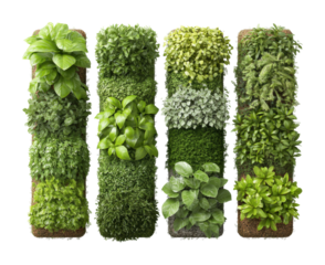 Vertical garden installation for urban spaces greenery nature isolated on transparent background