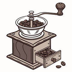 Antique coffee grinder with beans manual grinder coffee beans