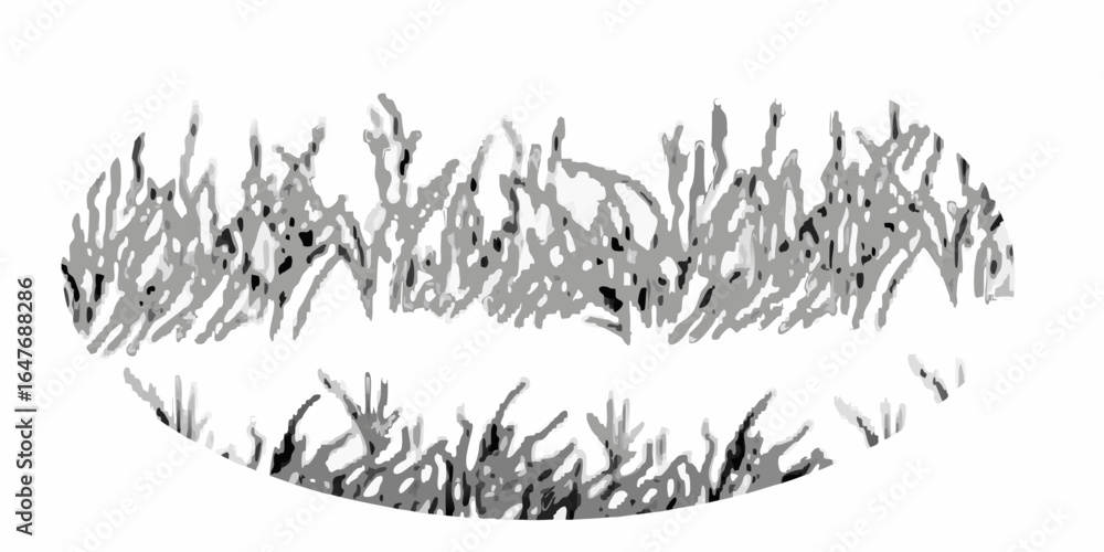 Poster vector illustration of grass patches with reflection in an oval shape on a white background renderin