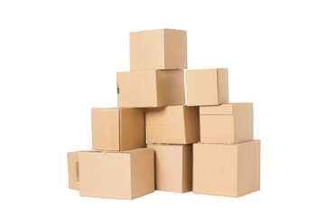 Obraz premium A stack of cardboard boxes is piled on top of each other