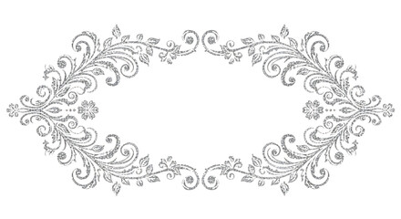 Elegant floral design with intricate scrollwork in monochrome featuring delicate leaves and swirls on a transparent background